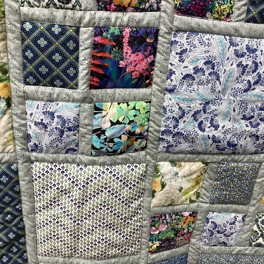 NWT. Hand Crafted Liberty Tana Lawn Fabrics Lap Quilt Garden Views